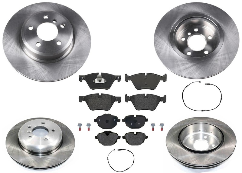Front & Rear Carbon Coated Rotors & EPS Brake Pads Fits BMW 528i xDrive 2012-16