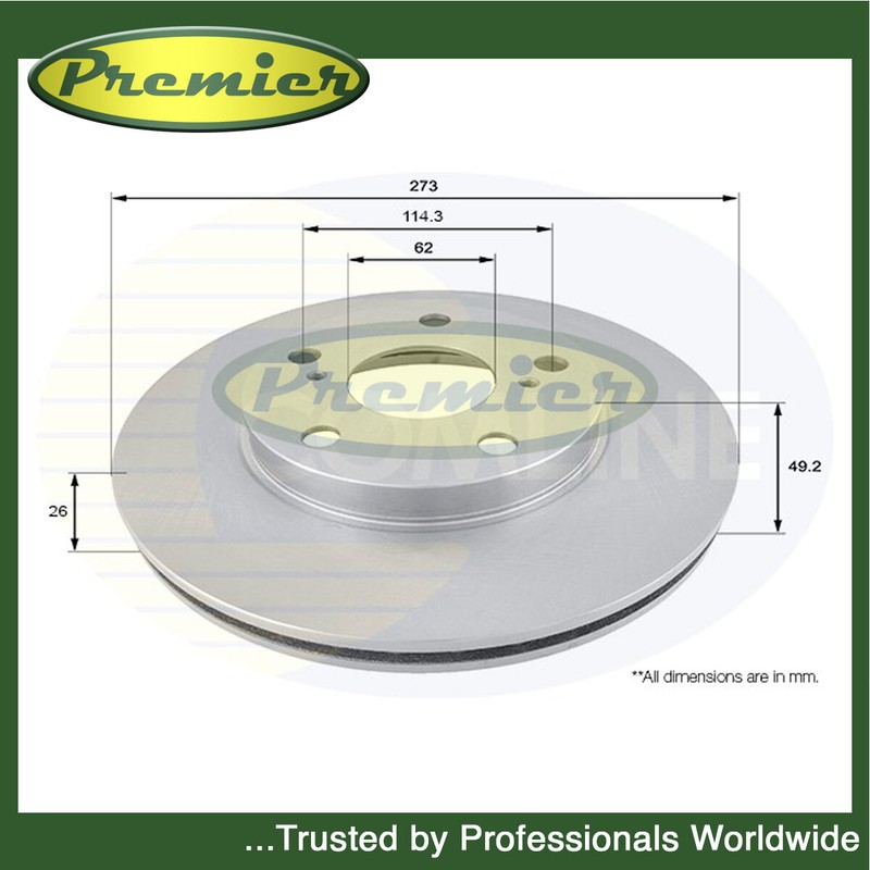 Premier Front Brake Disc Fits Toyota Auris 2006-2012 Corolla 2004-2014 #1