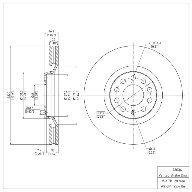 Genuine DYNAMIC FRICTION Disc Brake Rotor 600-73036 gallery