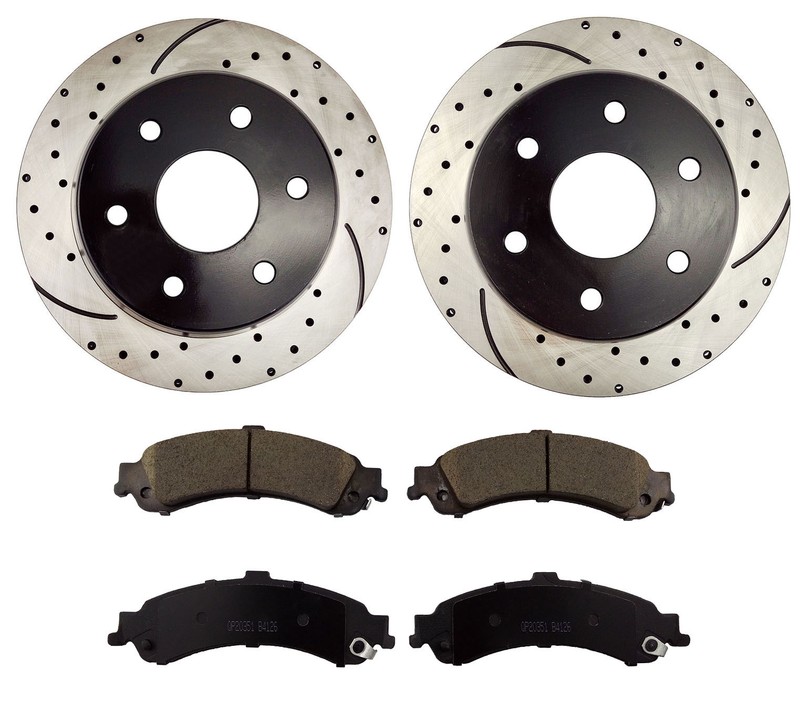 Rear Kit Performance Drilled & Slotted Brake Rotors & Ceramic Pads for Chevrolet