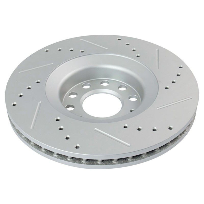 Performance Brake Rotor Drilled Slotted Front G-Coated Pair for Audi gallery