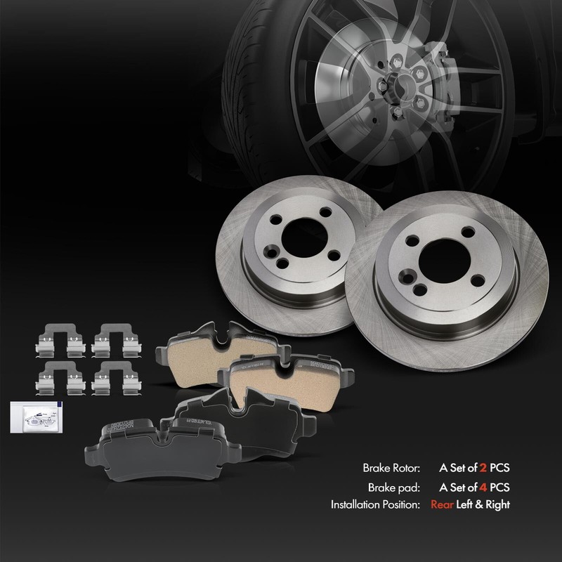 6pcs Rear Side Disc Rotors & Ceramic Brake Pads for Mini Cooper 2007-2015 259mm gallery