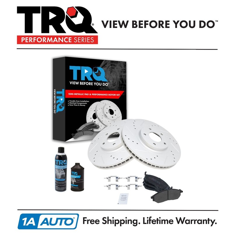 TRQ Performance Rotor & Metallic Brake Pad Front Kit w/Chemicals