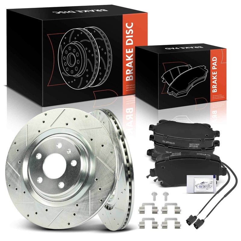 New 6Pcs Drilled Rotors & Ceramic Brake Pad for Audi S4 2010-2016 S5 Rear Side