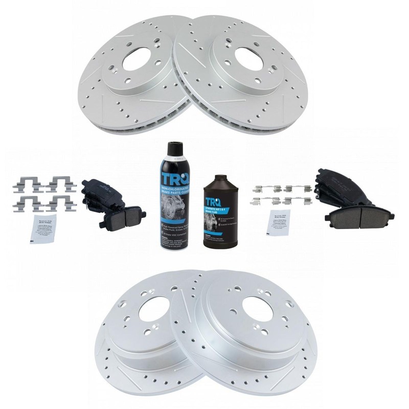 TRQ Front & Rear Performance Brake Rotor & Ceramic Pad Kit w/Chemicals gallery