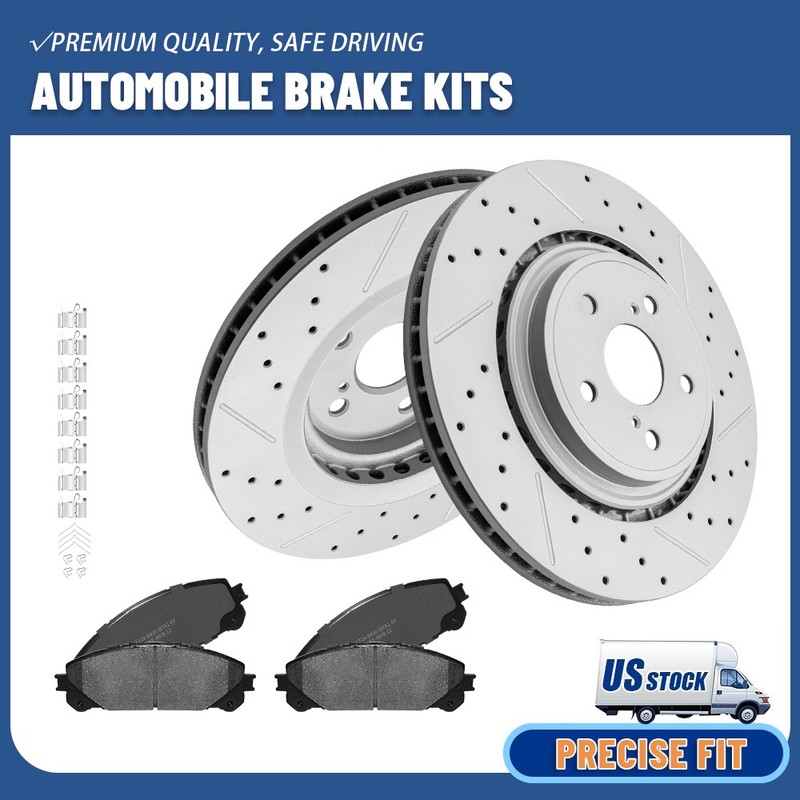 Front Drilled Brake Rotors+Ceramic Pads for Toyota Highlander Lexus RX350 RX350H