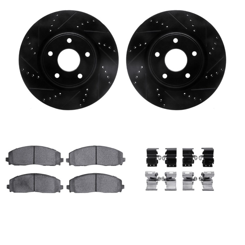For Ram C/V 2012-2015 Brake Rotor Set | Black | Drilled And Slotted Rotor Style gallery