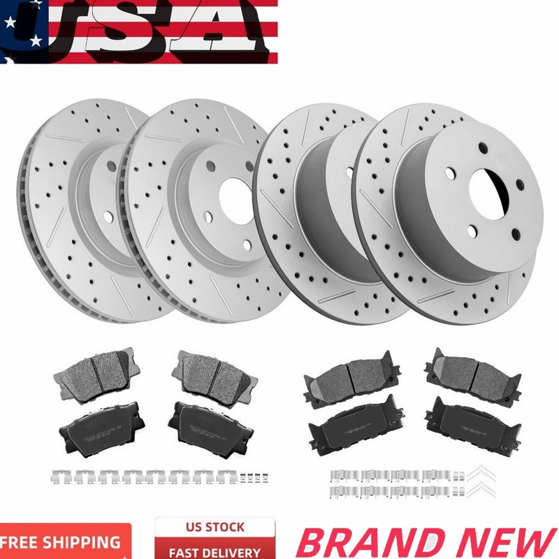 Front Rear Drilled Rotors & Brake Pads for GMC Chevy Equinox Terrain 2010-2017