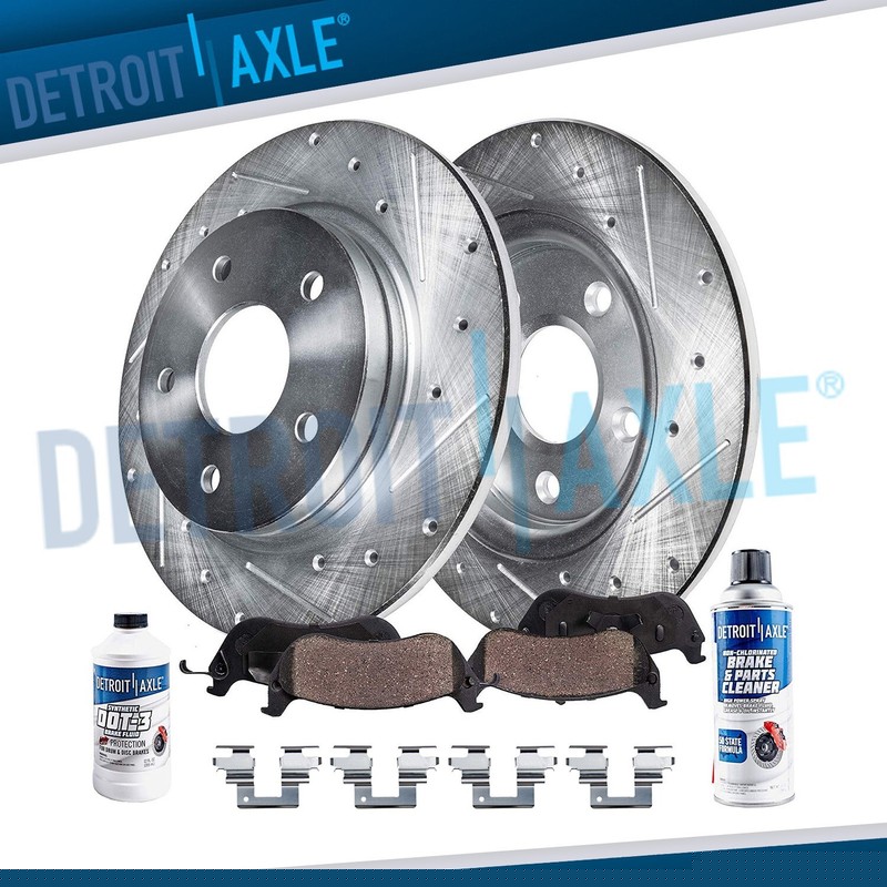 REAR Drilled Disc Rotors + Ceramic Brake Pads for 2001 – 2006 Honda Pilot MDX