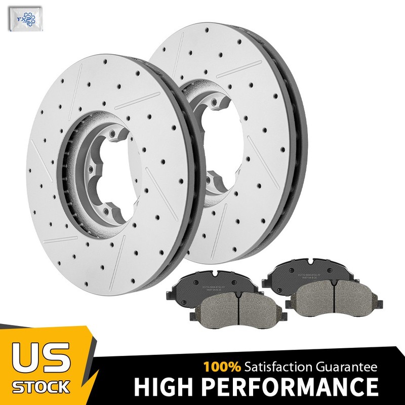 Front Drilled Rotors Brake Pads Kit For Ford Transit-150 Transit-350 Transit-250