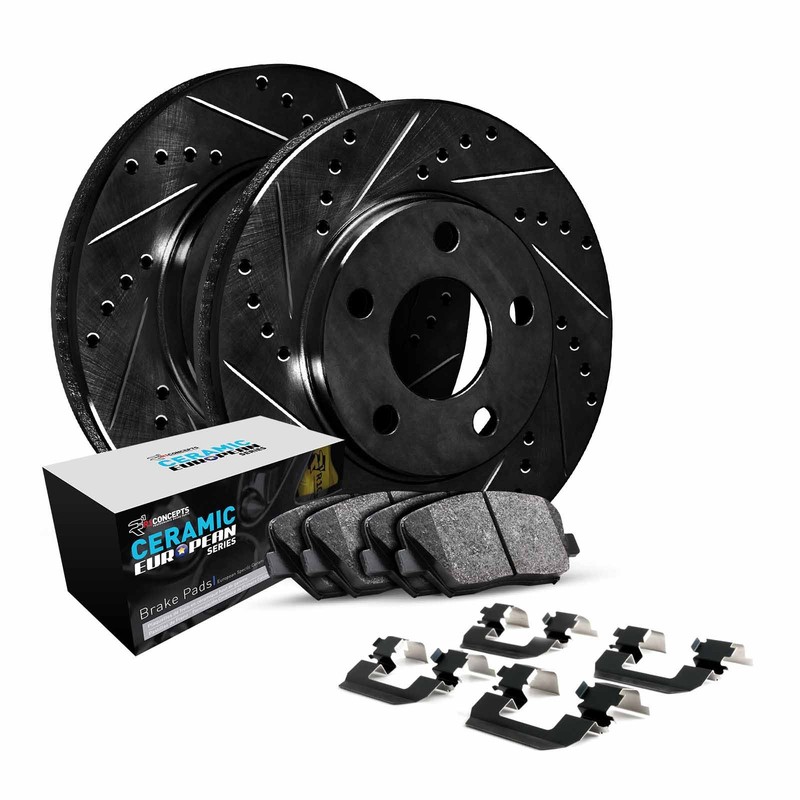 R1 Concepts Whth1 54006 R1 Brake Rotors D S Black W Euro Ceramic Pads