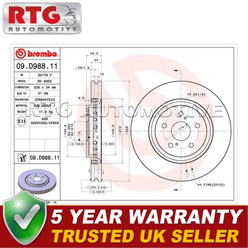 RTG Front Brake Disc Fits Toyota RAV4 2018- Lexus RX 2015-2017 2.0 2.5