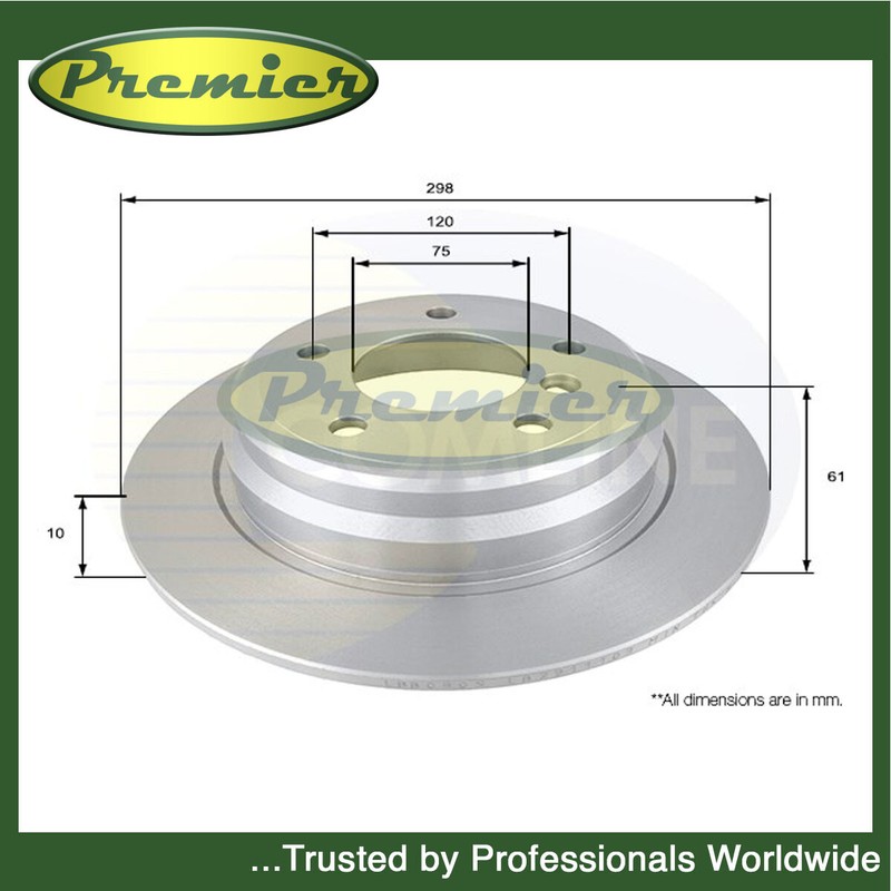 Premier Rear Brake Disc Fits BMW 5 Series 1996-2004 2.0 D 2.5 TD #1