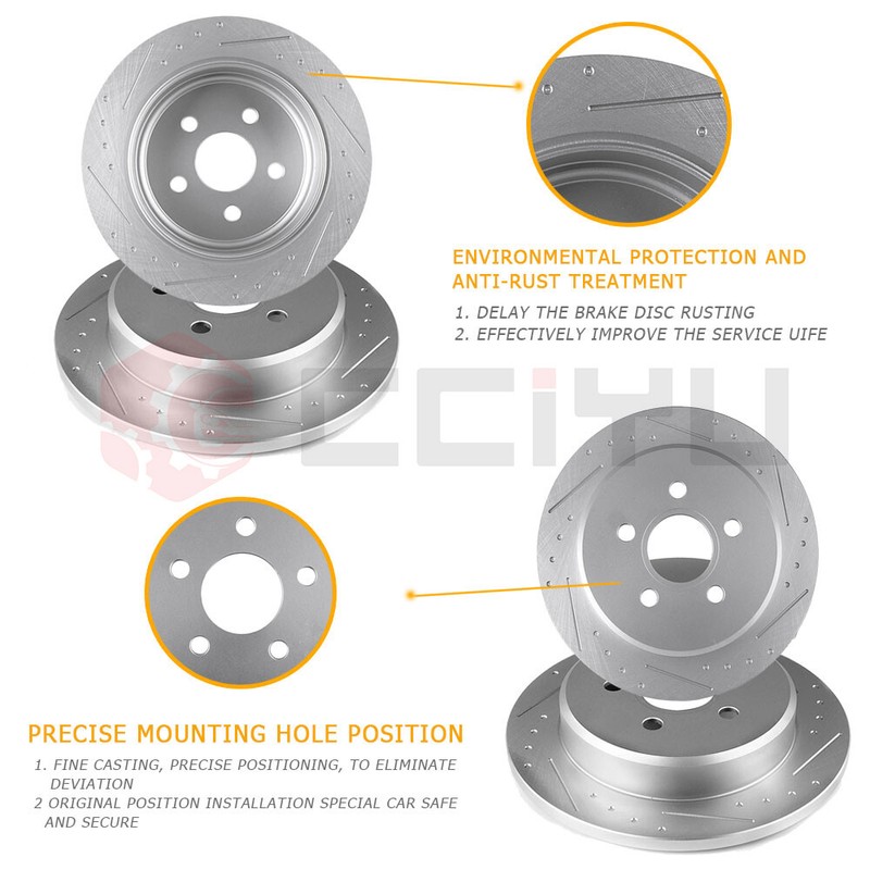 Slotted Rear Brake Discs Rotors Ceramic pads For 2014-2018 Ford Transit Connect gallery