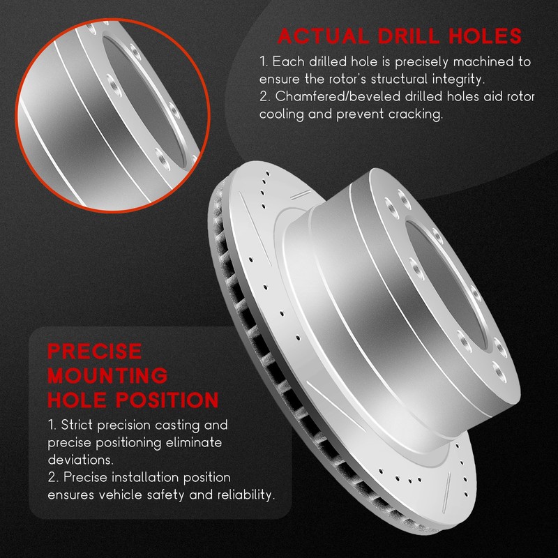 Front & Rear Drilled Slotted Brake Rotors And Pads For Dodge Ram 1500 2500 3500 gallery