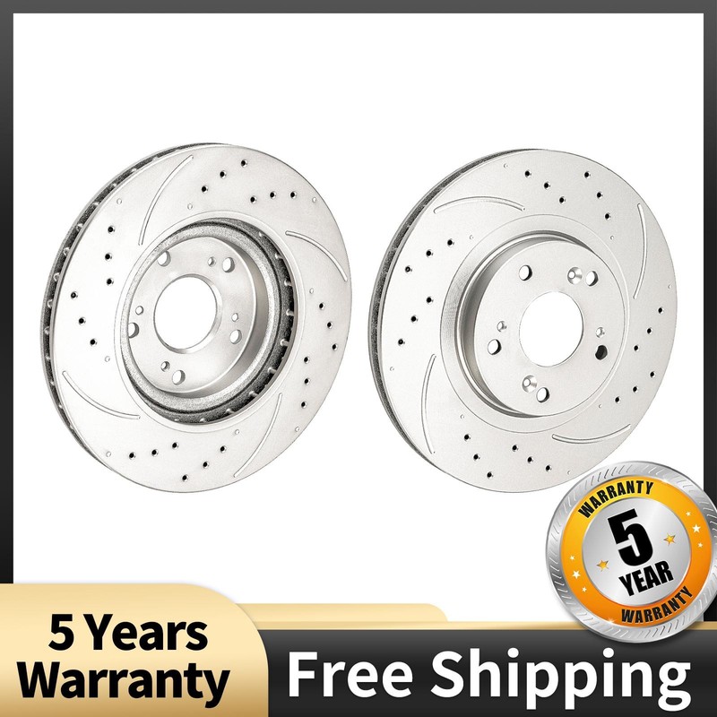 2x Front Drilled & Slotted Brake Rotors Fits 2002-2006 Acura RSX 45251S6MA10