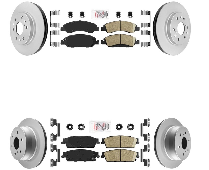 Front + Rear Brake Pads & Coated Rotors FOR 07-14 CHEVY AVALANCHE SUBURBAN TAHOE