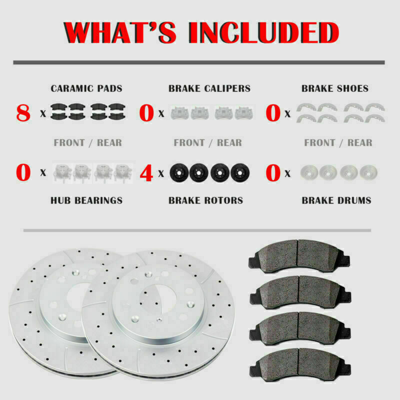 For 2007 - 2016 Chevy Traverse GMC Acadia Enclave Front Rear Rotors Brakes Pads gallery