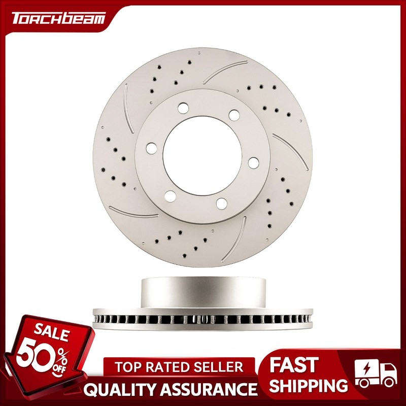 Front Drilled Slotted Brake Rotor Fits 2001-2007 Toyota Sequoia 435120C011 2PC