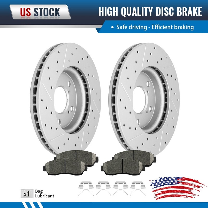296mm Front Drilled Brake Rotors W/ Ceramic Pads For Honda Odyssey 2005-2010