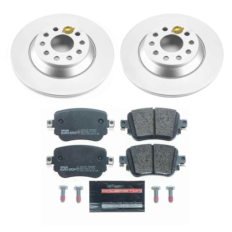 ESK7707 Powerstop 2-Wheel Set Brake Disc and Pad Kits Rear for Audi Q3 Quattro