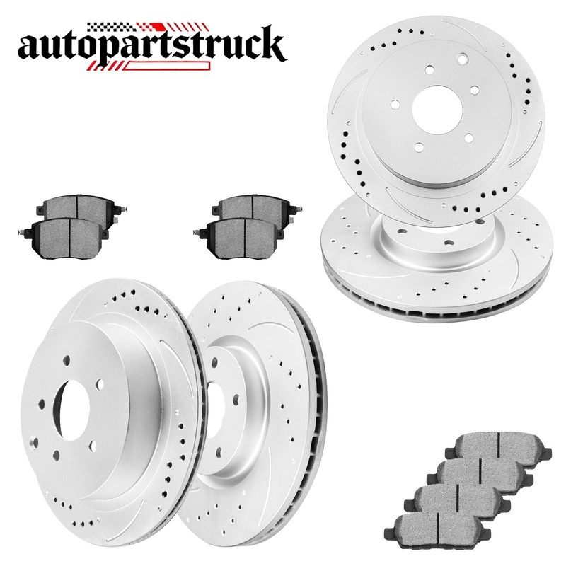 For Nissan Murano Front & Rear DRILLED Disc Rotors + Ceramic Brake Pads Kit