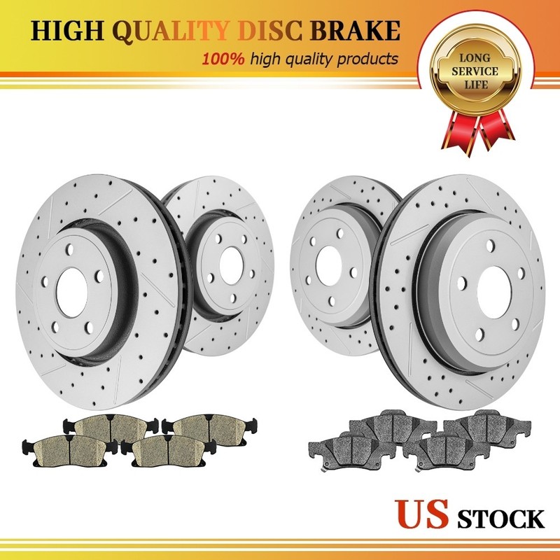 Front & Rear VENTED Brake Rotors Ceramic Pads for 2011-20 Durango Grand Cherokee