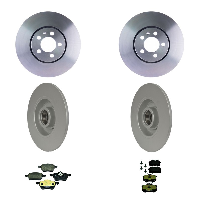 Hella Front and Rear Rotors Low-Met Disc Brake Pad Kit For Golf Jetta Passat AAA