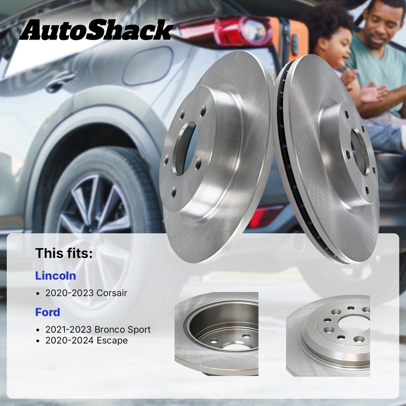 Front Brake Rotors Pair for Ford, Escape 2020-2025, AWD FWD L3 1.5L L4 2.0L 2.5L gallery