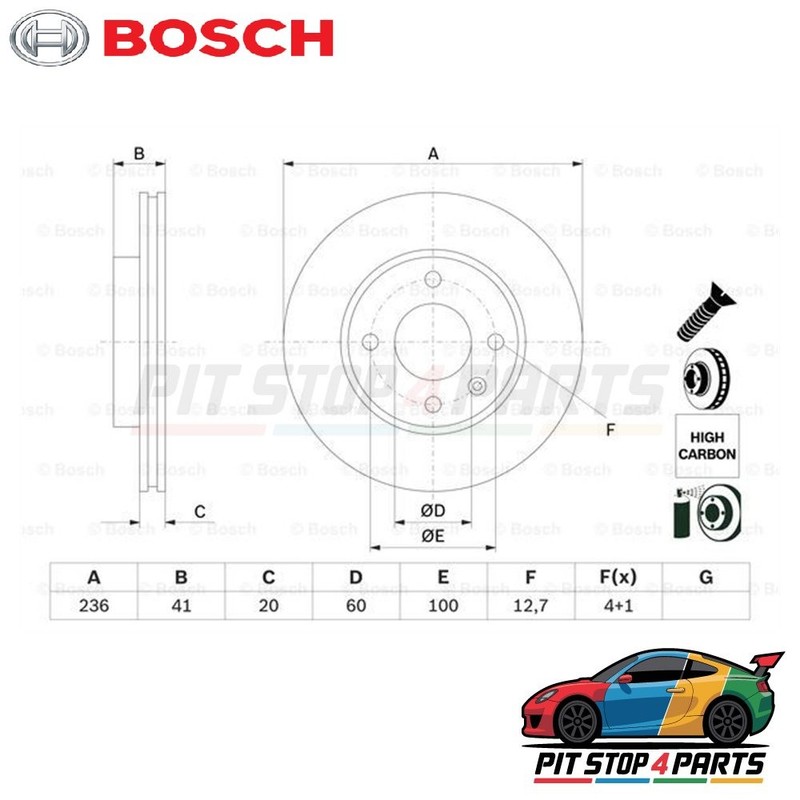 Bosch 0986479D91 Brake Disc Single 41 mm 56913 13584676 9C82411 993541
