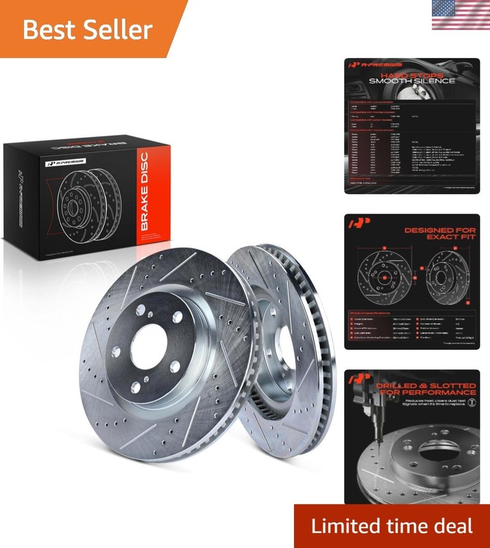 11.65 inch 296mm Front Drilled and Slotted Disc Brake Rotors Compatible with …