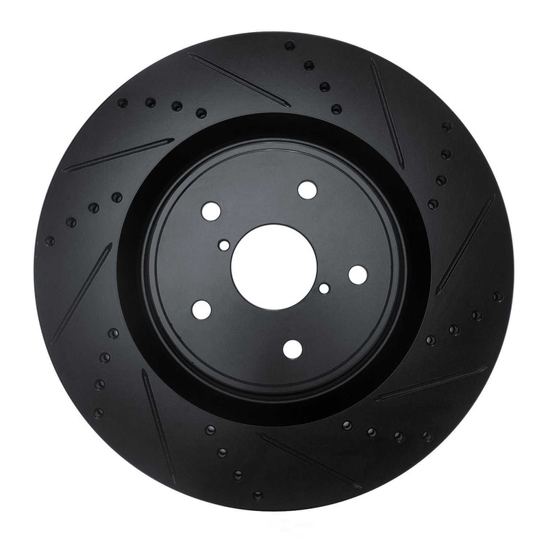 Disc Brake Rotor-Brake Rotor – Drilled And Slotted – Black DFC fits 2018 WRX STI