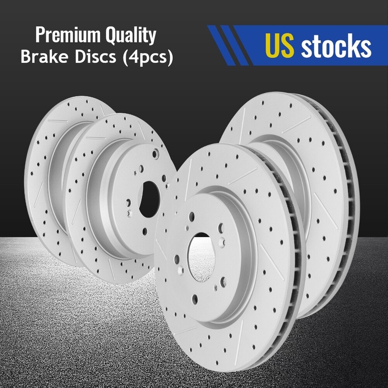 Front Rear Slotted Drilled Rotors for 2010 - 2012 Acura RDX 2007-2016 Honda CR-V