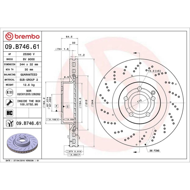 Brembo Front Disc Brake Rotor FOR 2010-2011 Mercedes E550 gallery