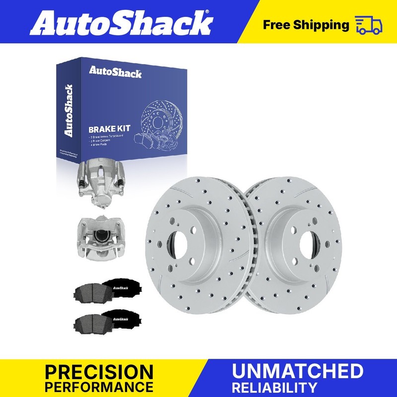 Front Drilled Slotted Rotors Premium Pad Calipers for Toyota, Corolla 09-19