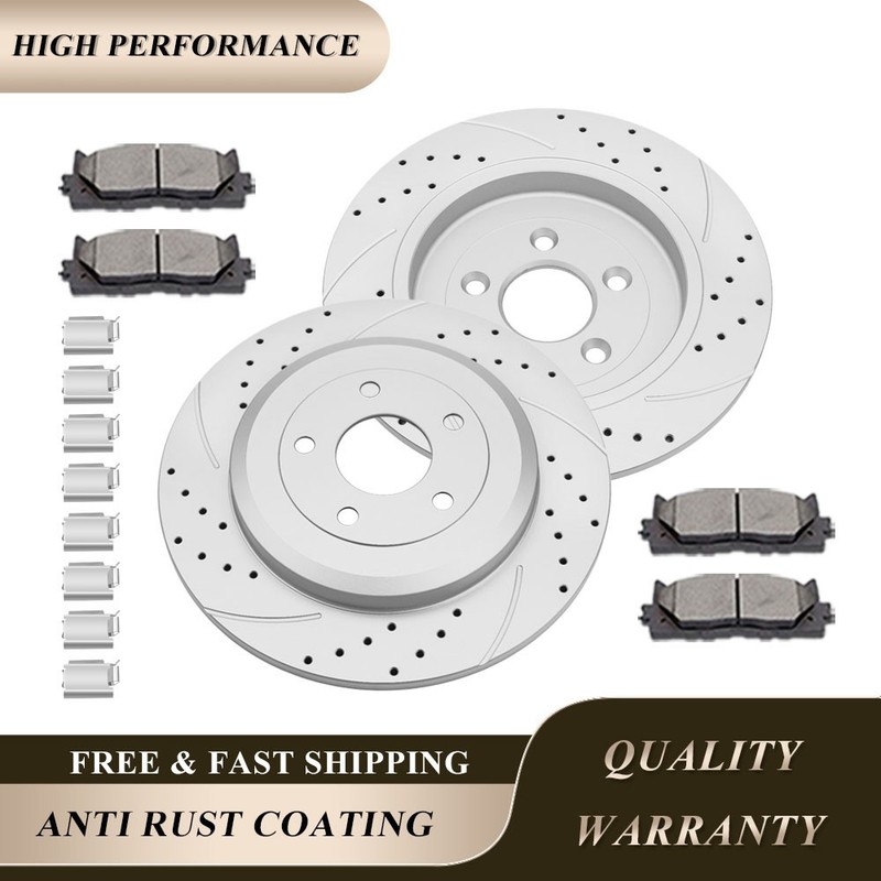 330mm Rear Drilled Rotors Brake Pads for Ford Explorer Taurus Flex Lincoln MKS