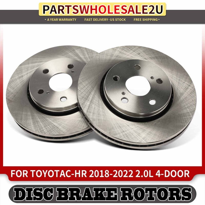 2x Front Side Vented Disc Brake Rotors for Toyota C-HR 2018-2022 L4 2.0L 4-Door