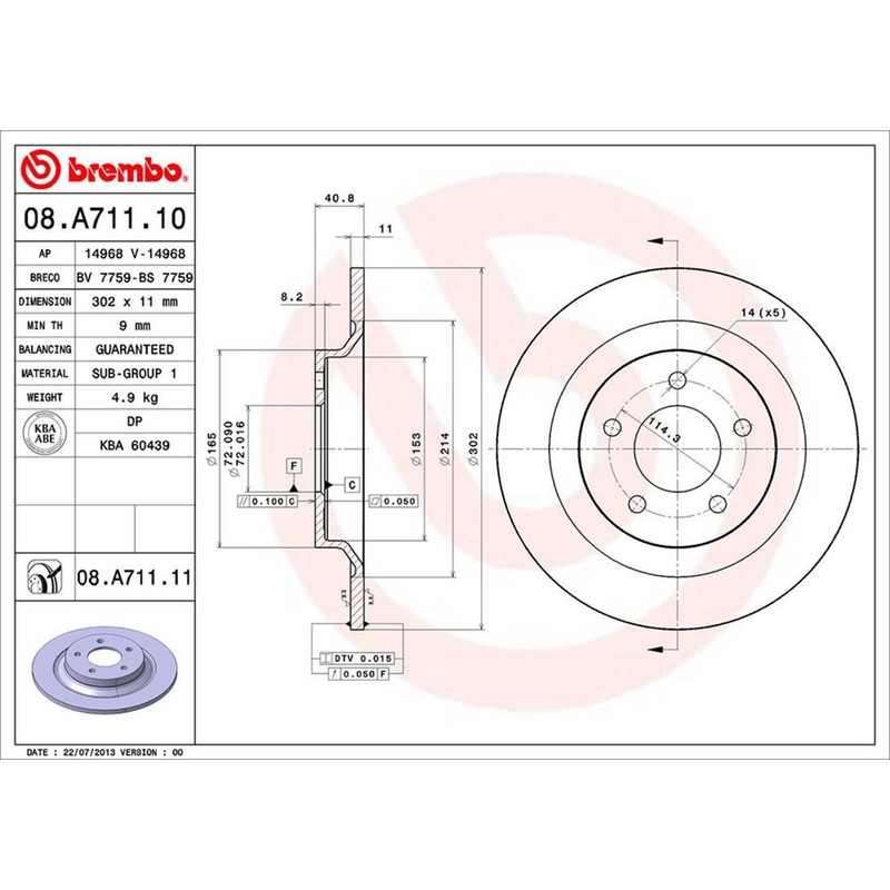 For Mazda 5 Touring Sport Brembo Rear Brake Kit Coated Disc Rotors Low-Met Pads gallery