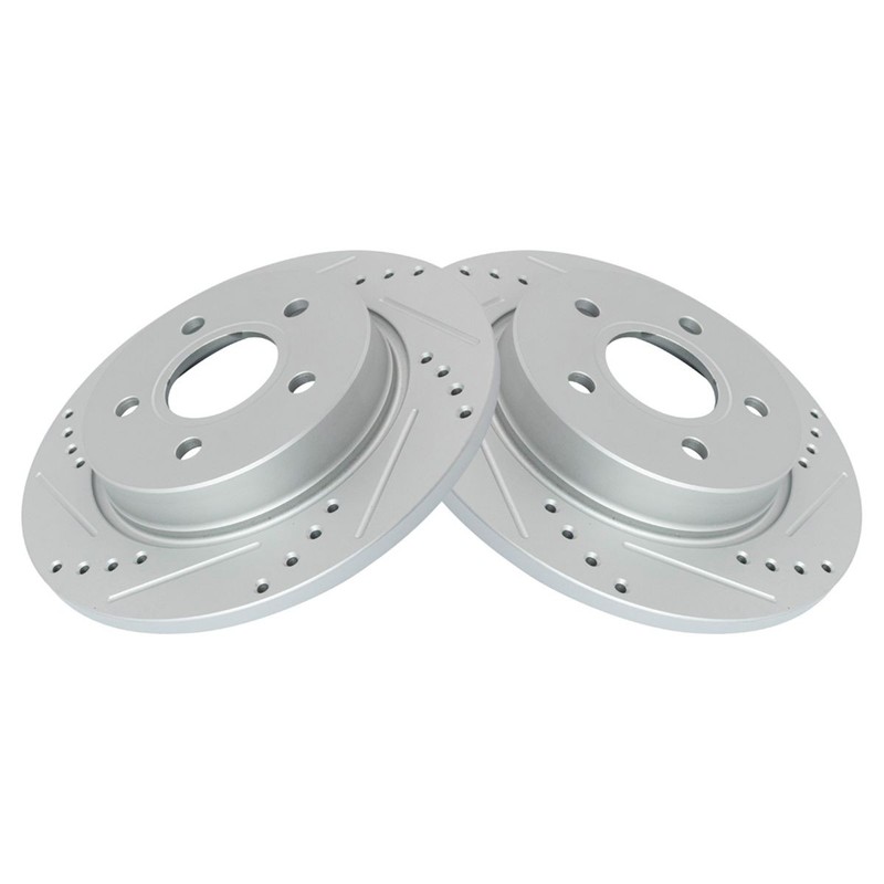 Rear Performance Drilled Slotted Coated Brake Rotor & Posi Ceramic Pad Kit New gallery