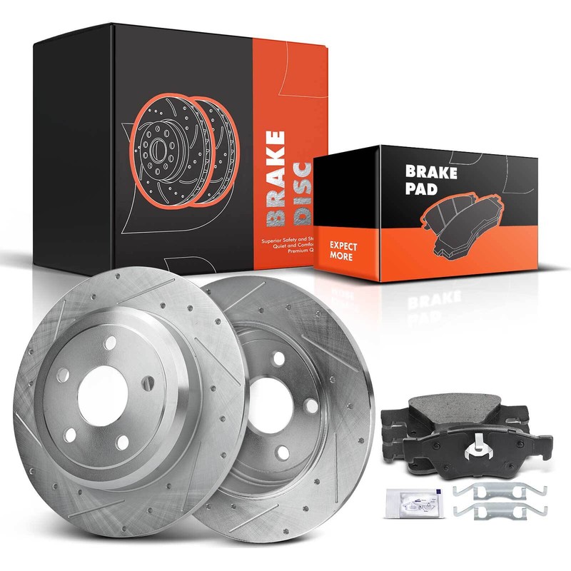 Drilled Rotors & Ceramic Brake Pads for Dodge Durango Jeep Grand Cherokee Rear