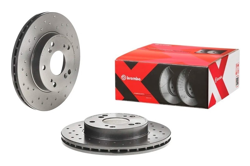 Brembo 09.5457.3X Xtra UV Coated Drilled Vented Brake Rotors – Front Pair