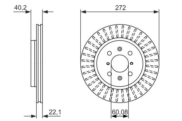 2x Brake Discs Pair Vented Front 271.9mm 0986479789 Bosch Set 5531168L50 BD1619 gallery