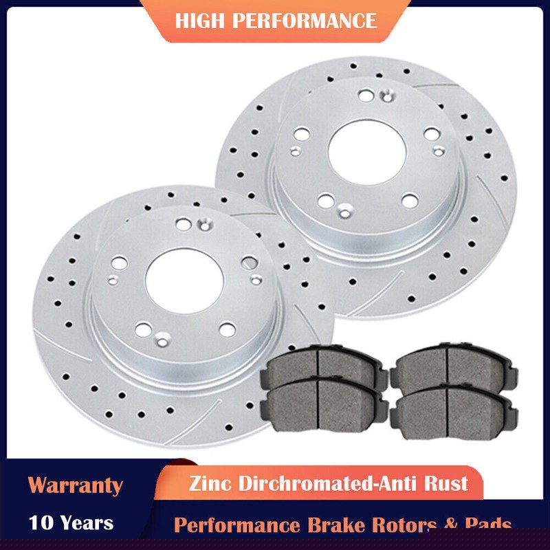 260mm Rear Slotted Rotors and Brake Pads Brakes for 2.4L Honda Accord Acura TSX