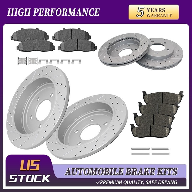 4WD 12.13″Front & 13.15″Rear Brake Rotor Ceramic Pad For 1999-2003 Ford F-150