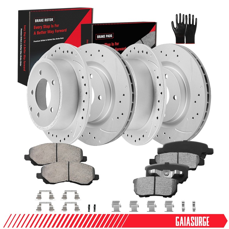 Front Rear Drilled Rotors Brake Pads for Dodge Avenger Caliber Jeep Compass