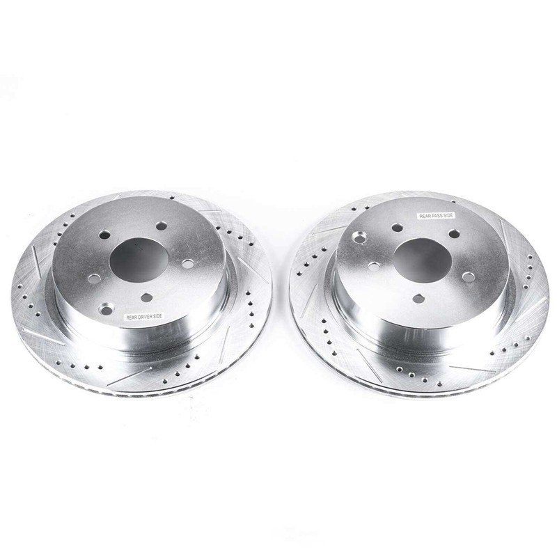 Disc Brake Rotor Set-Rear Drilled, Slotted and Zinc Plated Brake Rotor Pair