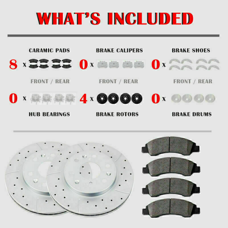 Front Rear Drilled Rotors Discs Brake Pads Fit Ford Flex Taurus Explorer MKS MKT gallery