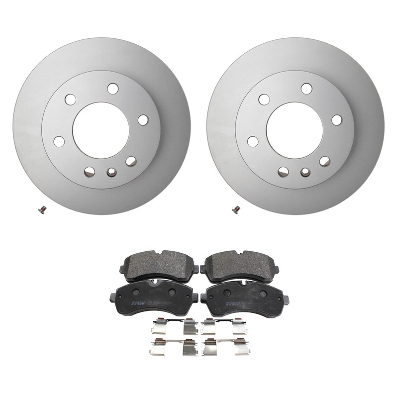 Hella Front Rotors TRW Pro Low-Met Disc Brake Pads Kit For W906 Sprinter 3500XD