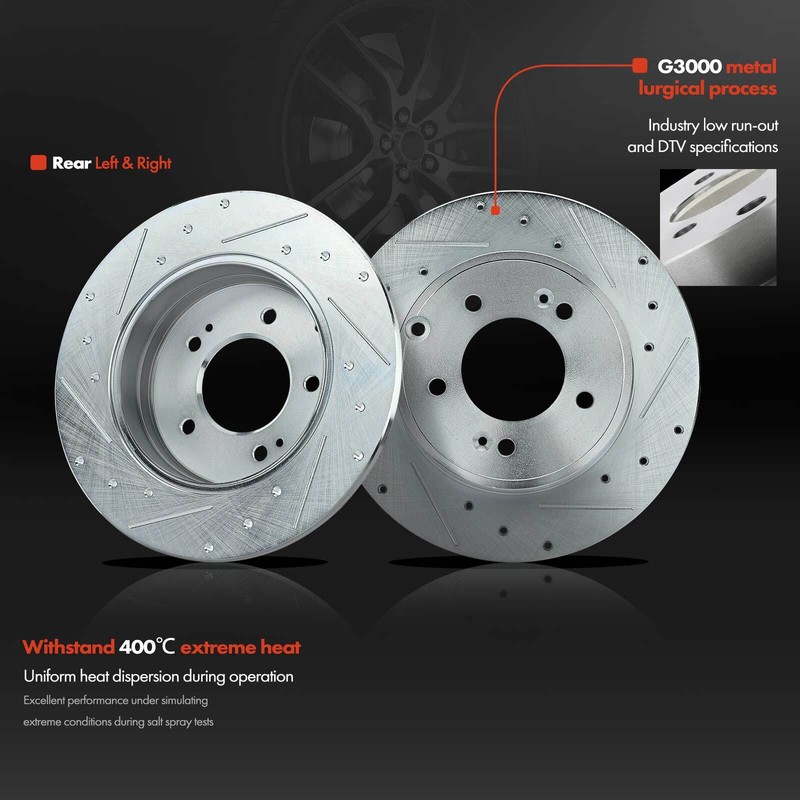 New Front & Rear Drilled Rotors & Brake Pads for Hyundai Sonata Kia Optima 11-15 gallery
