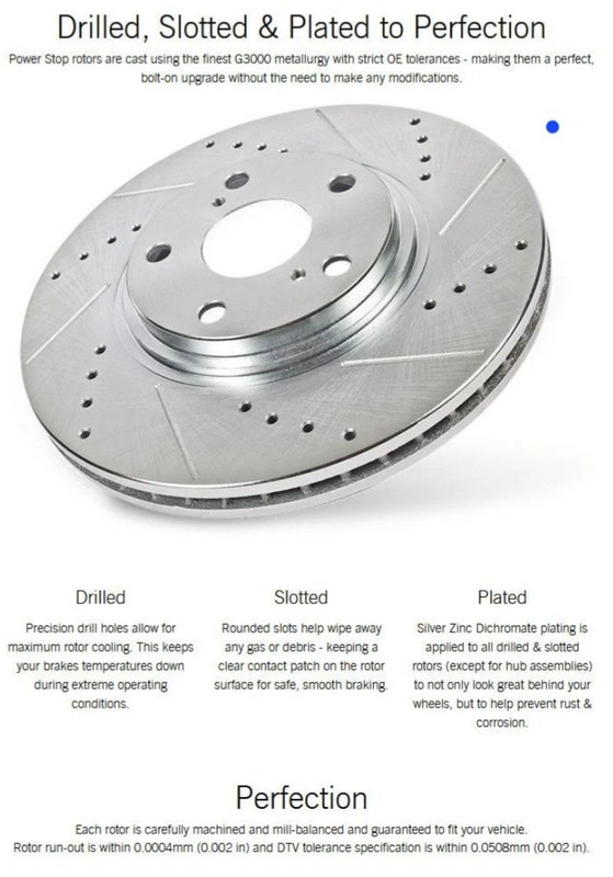 PowerStop Brake Rotors Rear Drilled Slotted EBR657XL EBR657XR Audi TT Quattro gallery